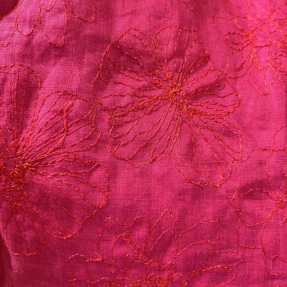 New Jones New York Sleeveless Sheath Linen Fuchsia Pink Dress Womens 8 Floral - Picture 12 of 16